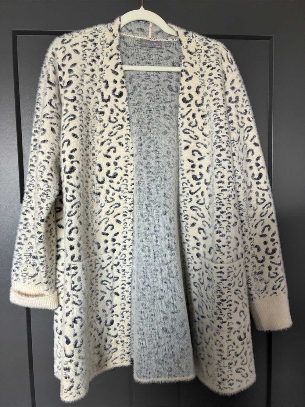Open-Front Faux-Fur Leopard Teddy Jacket - Ivory/Black